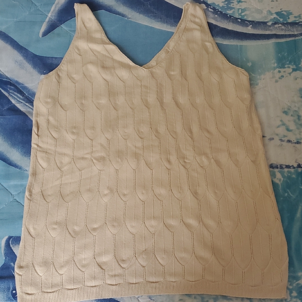 Cream Sleeveless Knit Top